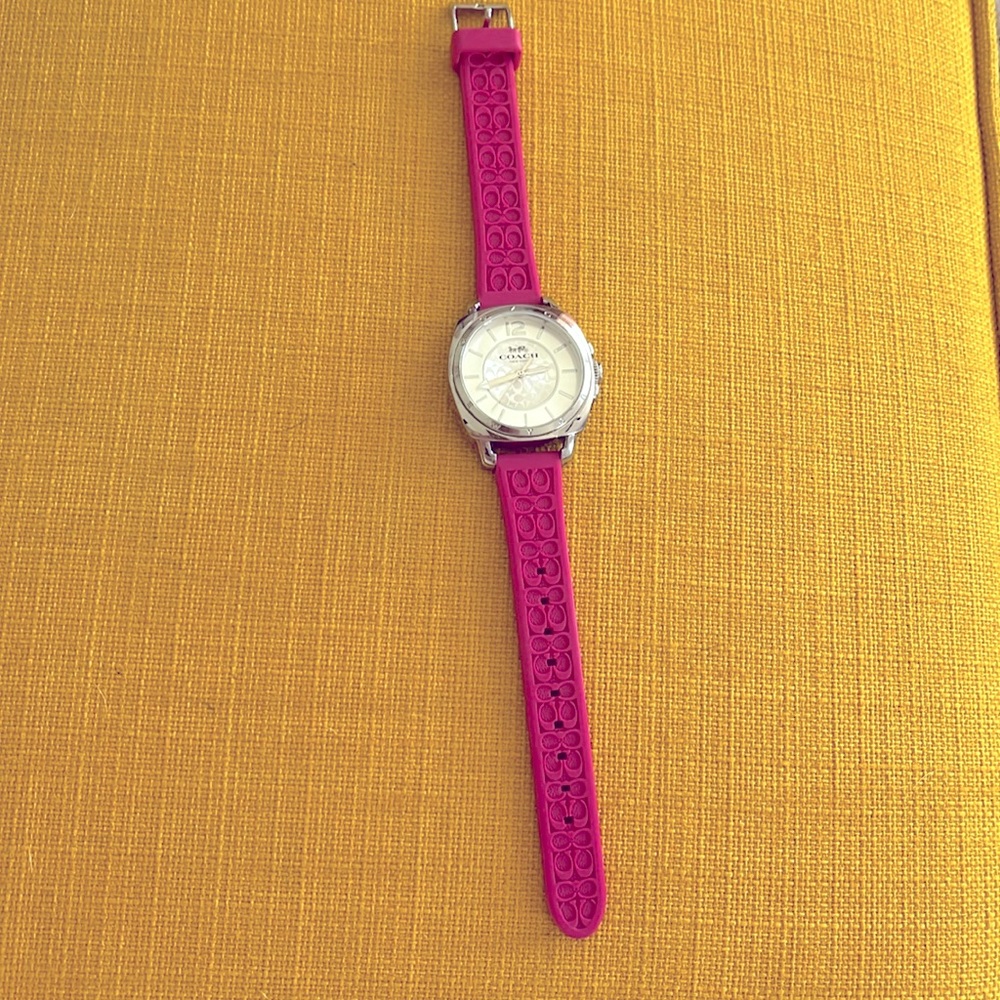 Coach Boyfriend Pink and Silver Watch